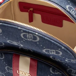 Zaino con logo all-over denim/rosso