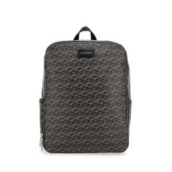 Zaino squadrato logato allover grigio